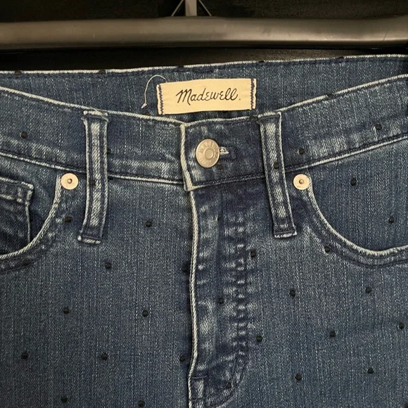 Madewell Slim Straight Navy Dot Edition Jeans Size 26 - Picture 7 of 12